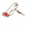 baby safety pin, girl – baby – January 1st, made of 18k rose gold vermeil on 925 sterling silver with red enamel