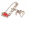 baby safety pin, girl – newborn – April 23rd, made of 18k rose gold vermeil on 925 sterling silver with red enamel