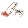 baby safety pin, girl – newborn – April 25th, made of 18k rose gold vermeil on 925 sterling silver with red enamel