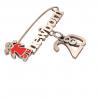 baby safety pin, girl – newborn – August 20th, made of 18k rose gold vermeil on 925 sterling silver with red enamel