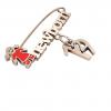 baby safety pin, girl – newborn – February 19th, made of 18k rose gold vermeil on 925 sterling silver with red enamel