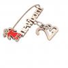 baby safety pin, girl – newborn – February 23rd, made of 18k rose gold vermeil on 925 sterling silver with red enamel