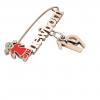 baby safety pin, girl – newborn – January 19th, made of 18k rose gold vermeil on 925 sterling silver with red enamel