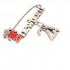 baby safety pin, girl – newborn – January 24th, made of 18k rose gold vermeil on 925 sterling silver with red enamel