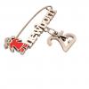 baby safety pin, girl – newborn – January 25th, made of 18k rose gold vermeil on 925 sterling silver with red enamel