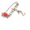 baby safety pin, girl – newborn – January 2nd, made of 18k rose gold vermeil on 925 sterling silver with red enamel