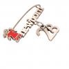 baby safety pin, girl – newborn – July 28th, made of 18k rose gold vermeil on 925 sterling silver with red enamel