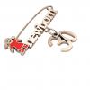 baby safety pin, girl – newborn – July 30th, made of 18k rose gold vermeil on 925 sterling silver with red enamel