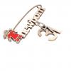 baby safety pin, girl – newborn – July 31st, made of 18k rose gold vermeil on 925 sterling silver with red enamel