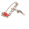 baby safety pin, girl – newborn – June 7th, made of 18k rose gold vermeil on 925 sterling silver with red enamel