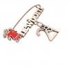 baby safety pin, girl – newborn – March 21st, made of 18k rose gold vermeil on 925 sterling silver with red enamel