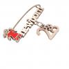 baby safety pin, girl – newborn – March 28th, made of 18k rose gold vermeil on 925 sterling silver with red enamel