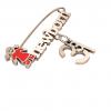 baby safety pin, girl – newborn – March 31st, made of 18k rose gold vermeil on 925 sterling silver with red enamel