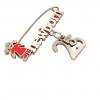 baby safety pin, girl – newborn – May 25th, made of 18k rose gold vermeil on 925 sterling silver with red enamel