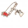 baby safety pin, girl – newborn – May 27th, made of 18k rose gold vermeil on 925 sterling silver with red enamel