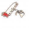 baby safety pin, girl – newborn – May 29th, made of 18k rose gold vermeil on 925 sterling silver with red enamel