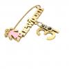 baby safety pin, girl – newborn – May 31st, made of 18k yellow gold vermeil on 925 sterling silver with pink enamel