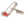 baby safety pin, girl – newborn – November 11th, made of 18k rose gold vermeil on 925 sterling silver with red enamel