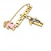 baby safety pin, girl – newborn – November 17th, made of 18k yellow gold vermeil on 925 sterling silver with pink enamel