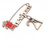 baby safety pin, girl – newborn – November 21st, made of 18k rose gold vermeil on 925 sterling silver with red enamel