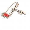 baby safety pin, girl – newborn – November 9th, made of 18k rose gold vermeil on 925 sterling silver with red enamel