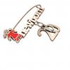 baby safety pin, girl – newborn – October 20th, made of 18k rose gold vermeil on 925 sterling silver with red enamel