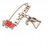 baby safety pin, girl – newborn – October 21st, made of 18k rose gold vermeil on 925 sterling silver with red enamel