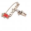 baby safety pin, girl – newborn – September 17th, made of 18k rose gold vermeil on 925 sterling silver with red enamel