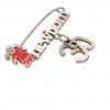 baby safety pin, girl – newborn – September 30th, made of 18k rose gold vermeil on 925 sterling silver with red enamel