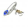 baby safety pin, navette eye – να ζηση December 31st, made of 18k white gold vermeil on 925 sterling silver with blue enamel