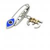 baby safety pin, navette eye – baby December 31st, made of 18k white gold vermeil on 925 sterling silver with blue enamel