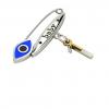 baby safety pin, navette eye – baby January 1st, made of 18k white gold vermeil on 925 sterling silver with blue enamel