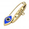 baby safety pin, navette eye – baby, made of 18k gold vermeil on 925 sterling silver with blue enamel