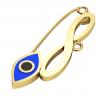 baby safety pin, navette eye – infinity, made of 18k gold vermeil on 925 sterling silver with blue enamel