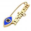baby safety pin, navette eye – newborn, made of 18k gold vermeil on 925 sterling silver with blue enamel