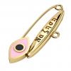 baby safety pin, navette eye – να ζηση, made of 18k gold vermeil on 925 sterling silver with pink enamel