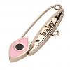 baby safety pin, navette eye – baby, made of 18k rose gold vermeil on 925 sterling silver with pink enamel