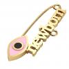 baby safety pin, navette eye – newborn, made of 18k gold vermeil on 925 sterling silver with pink enamel