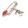 baby safety pin, navette eye – newborn December 31st, made of 18k rose gold vermeil on 925 sterling silver with red enamel