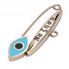 baby safety pin, navette eye – να ζηση, made of 18k rose gold vermeil on 925 sterling silver with turquoise enamel