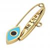 baby safety pin, navette eye – να ζηση, made of 18k gold vermeil on 925 sterling silver with turquoise enamel