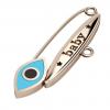 baby safety pin, navette eye – baby, made of 18k rose gold vermeil on 925 sterling silver with turquoise enamel