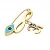 baby safety pin, navette eye – infinity December 31st, made of 18k gold vermeil on 925 sterling silver with turquoise enamel