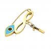 baby safety pin, navette eye – infinity January 1st, made of 18k gold vermeil on 925 sterling silver with turquoise enamel