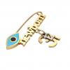 baby safety pin, navette eye – newborn December 31st, made of 18k gold vermeil on 925 sterling silver with turquoise enamel