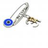 baby safety pin, round eye – να ζηση December 31st, made of 18k white gold vermeil on 925 sterling silver with blue enamel