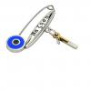 baby safety pin, round eye – να ζηση January 1st, made of 18k white gold vermeil on 925 sterling silver with blue enamel