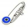 baby safety pin, round eye – να ζηση, made of 18k white gold vermeil on 925 sterling silver with blue enamel