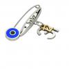 baby safety pin, round eye – baby December 31st, made of 18k white gold vermeil on 925 sterling silver with blue enamel