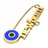 baby safety pin, round eye – newborn, made of 18k gold vermeil on 925 sterling silver with blue enamel